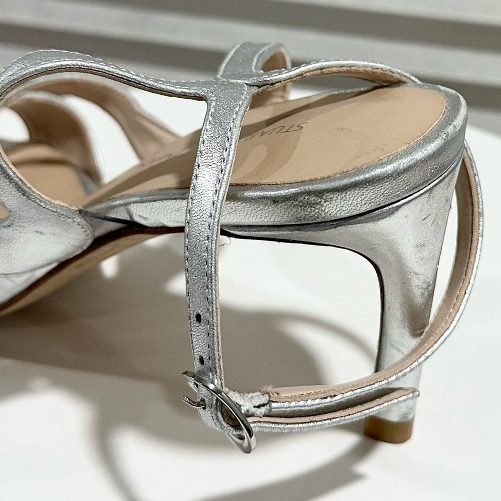 🌹STUART WEITZMAN🌹 Mariposa Silver Leather Sandals Size: 5 - Picture 7 of 16